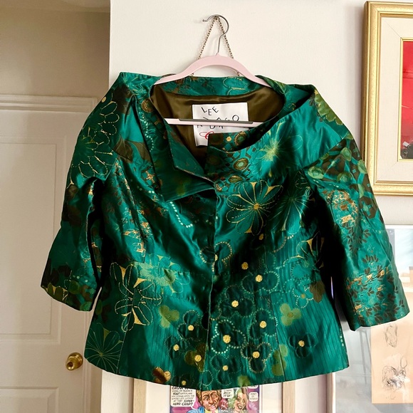 Lee Anderson Couture Two-Piece Floral Silk Brocade Skirt & Top Set - Picture 3 of 7